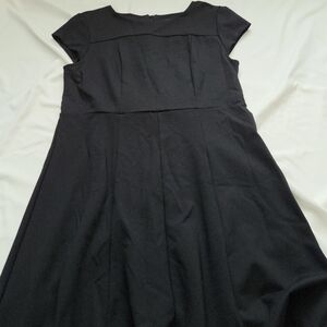 Ann Taylor Black Fit & Flare Dress Vest Short Sleeve Longline Size 10